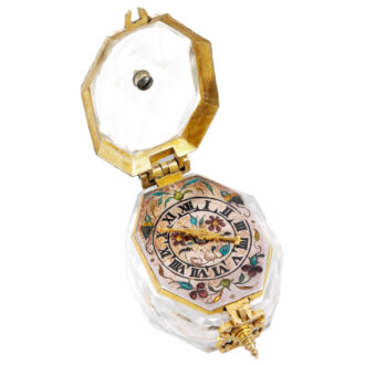 German gilt-metal and rock crystal octagonal watch Circa 1600