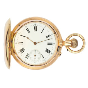 Swiss pink gold double-dialled keyless pocket watch Circa 1900