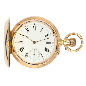 Swiss pink gold double-dialled keyless pocket watch Circa 1900