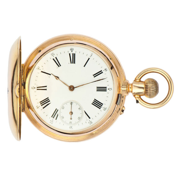 Swiss pink gold double-dialled keyless pocket watch Circa 1900
