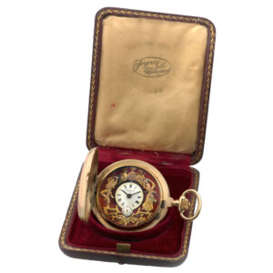Swiss pink gold minute repeater with automaton jacks Circa 1900