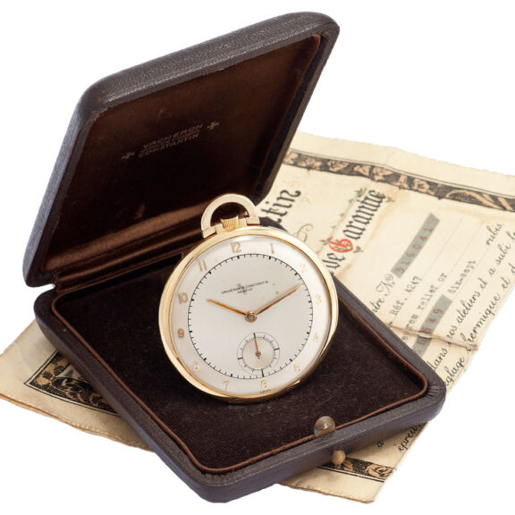 Swiss 18K yellow gold keyless pocket watch Circa 1950