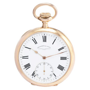 Rare Swiss gold keyless pocket lever chronometer Circa 1912