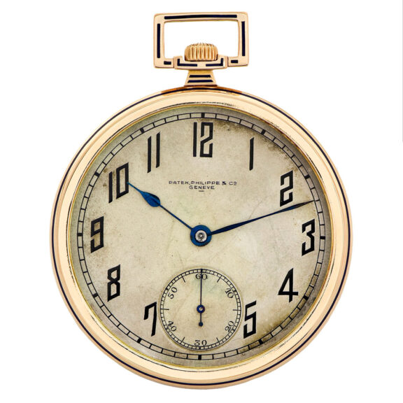 Swiss 18K pink gold and enamel keyless dress watch Circa 1920