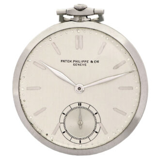 Swiss platinum dress watch with platinum long chain Circa 1928