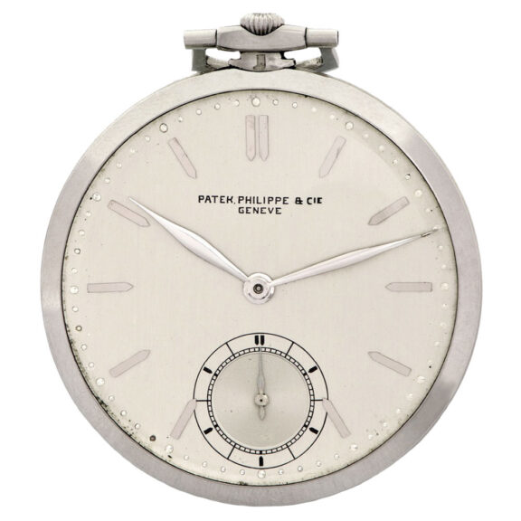 Swiss platinum dress watch with platinum long chain Circa 1928
