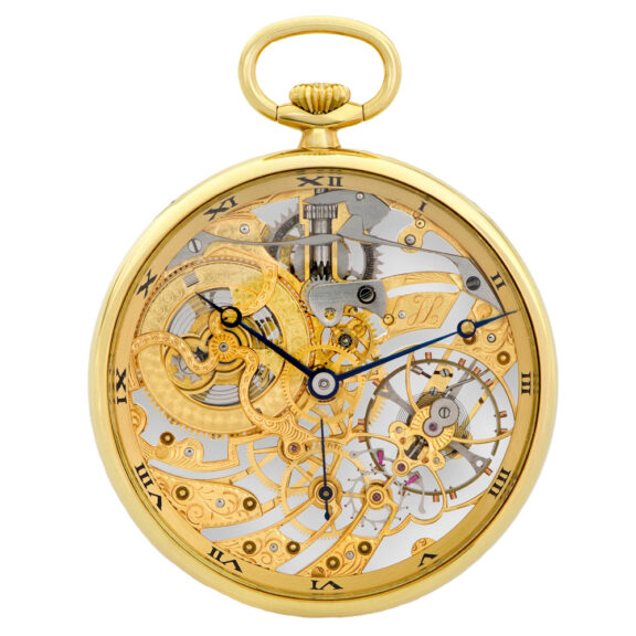 Swiss gold-plated skeletonized keyless dress watch Circa 1988