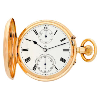 English 18 Carat pink gold hunter with power reserve Circa 1900 English 18 Carat pink gold hunter with power reserve Circa 1900English 18K pink gold hunter with power reserve Circa 1900