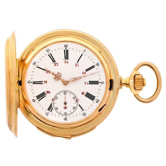 Swiss 18K pink gold minute repeating pocket watch Circa 1910