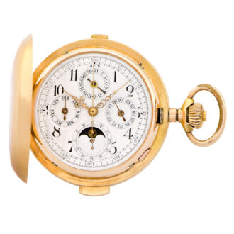 Swiss pink gold minute repeating keyless pocket watch Circa 1910
