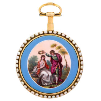 Swiss gold, enamel and pearl-set verge pocket watch Circa 1780