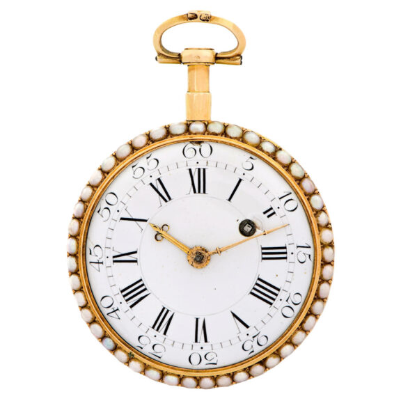 Swiss gold, enamel and pearl-set verge pocket watch Circa 1780 Swiss gold, enamel and pearl-set verge pocket watch Circa 1780