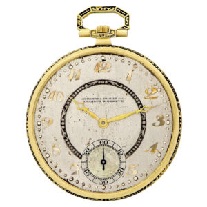 Swiss 18K yellow gold and enamel keyless dress watch Circa 1920