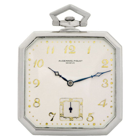 Swiss platinum square dress watch with canted corners Circa 1920