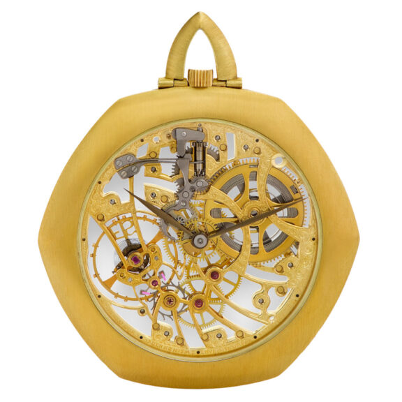 Swiss gold skeletonized hexagonal keyless dress watch Circa 1980 Swiss gold skeletonized hexagonal keyless dress watch Circa 1980