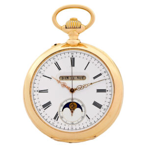 Swiss 18 carat gold repeating lever with linear calendar Circa 1959