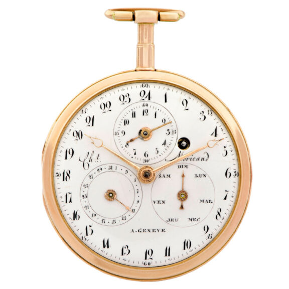 Rare Swiss gold watch with dual meantime dials Circa 1790