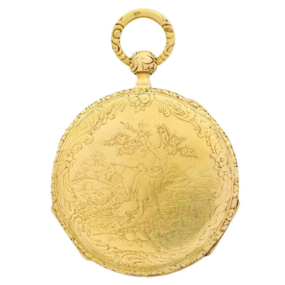 Fine Swiss 18K gold quarter repeating pocket watch Circa 1840 Fine Swiss 18K gold quarter repeating pocket watch Circa 1840