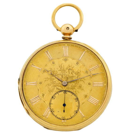 English 18K yellow gold open faced pocket watch Circa 1862 English 18K yellow gold open faced pocket watch Circa 1862