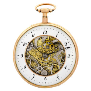 French 18 Carat gold quarter repeating skeletonized pocket watch Circa 1820