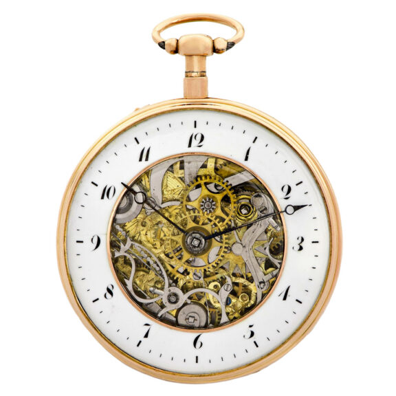 French 18 Carat gold quarter repeating skeletonized pocket watch Circa 1820