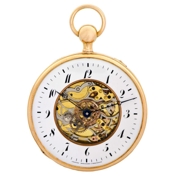 Swiss 18 Carat gold half skeletonized quarter repeater Circa 1820 Swiss 18 Carat gold half skeletonized quarter repeater Circa 1820