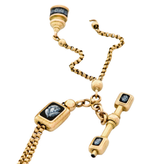 French gold, enamel and pearl-set lady's pendant watch Circa 1840 French gold, enamel and pearl-set lady's pendant watch Circa 1840