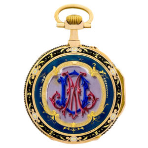 Swiss 18 Carat gold and enamel lever pendant watch Circa 1890