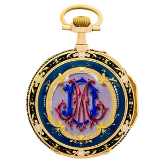 Swiss 18 Carat gold and enamel lever pendant watch Circa 1890