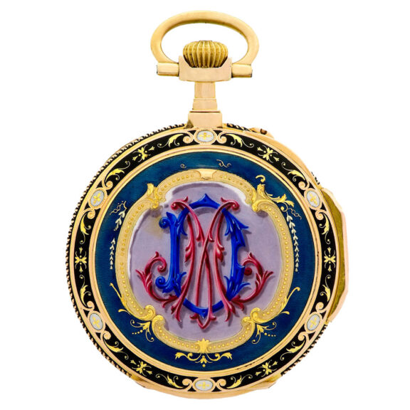 Swiss 18 Carat gold and enamel lever pendant watch Circa 1890
