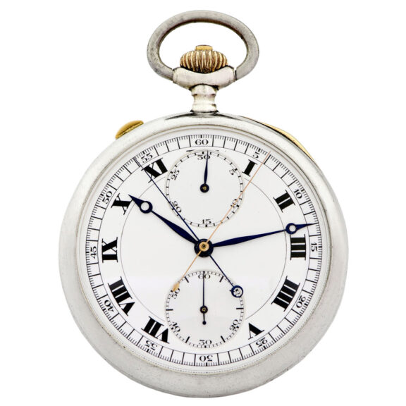 Rare Swiss silver lever with split-seconds chronograph Circa 1920Rare Swiss silver lever with split-seconds chronograph Circa 1920