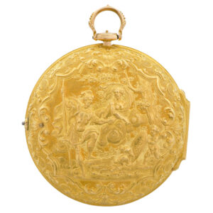 English 22K gold pair-cased repoussé pocket watch Circa 1728