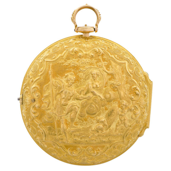 English 22K gold pair-cased repoussé pocket watch Circa 1728