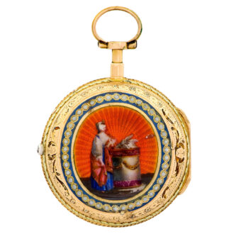 Swiss gold, enamel and diamond-set pair-cased pocket watch Circa 1780