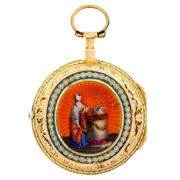 Swiss gold, enamel and diamond-set pair-cased pocket watch Circa 1780