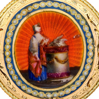 Swiss gold, enamel and diamond-set pair-cased pocket watch Circa 1780