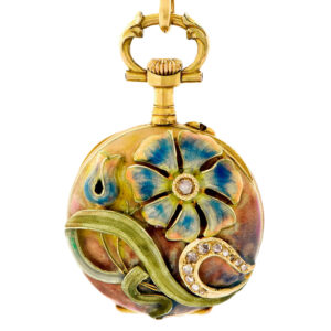 Swiss gold and enamel watch with detachable brooch Circa 1900