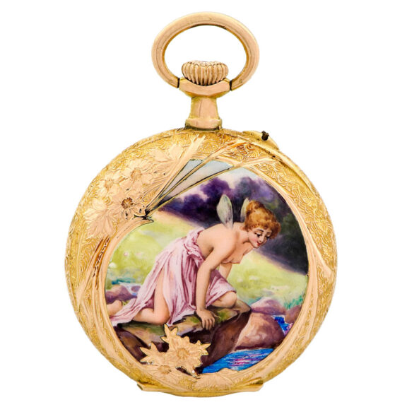 fairytale Swiss gold and enamel pendant watch Circa 1900