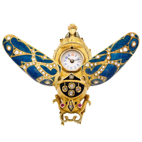 Swiss gold pendant watch in the form of a beetle Circa 1890