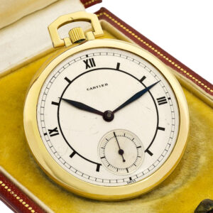 French/Swiss 18K gold keyless dress watch with sector dial Circa 1935