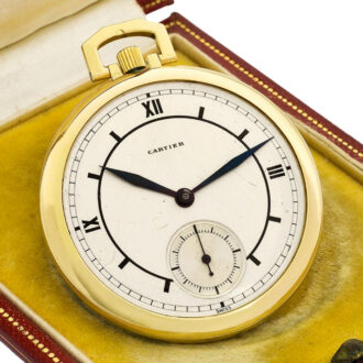 French/Swiss 18K gold keyless dress watch with sector dial Circa 1935