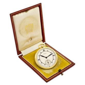 French/Swiss 18K gold keyless dress watch with sector dial Circa 1935