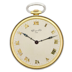 Swiss white and yellow gold keyless pocket watch Circa 1925