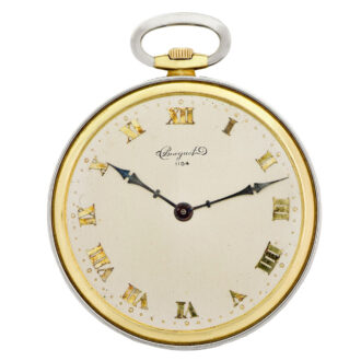 Swiss white and yellow gold keyless pocket watch Circa 1925