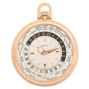 Rare Swiss 14K pink gold world-time dress watch Circa 1950