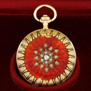 Small Swiss 18K gold, diamond and enamel pendant watch Circa 1900