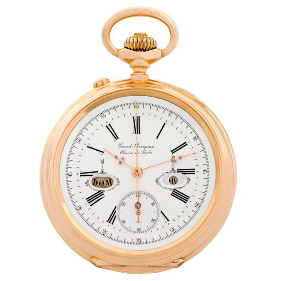Swiss gold watch with digital calendar and chronograph Circa 1875