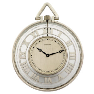 French platinum, rock crystal watch with faceted borders Circa 1920