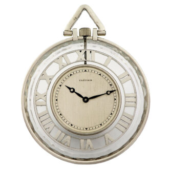 French platinum, rock crystal watch with faceted borders Circa 1920