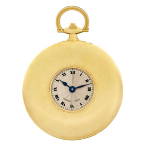 French 18k gold dress watch with guillotine dial Circa 1920